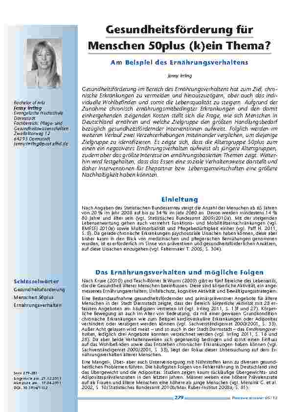 [doc_201223] Gesundheitsförderung für Menschen 50plus (k)ein Thema? Am Beispiel des Ernährungsverhaltens