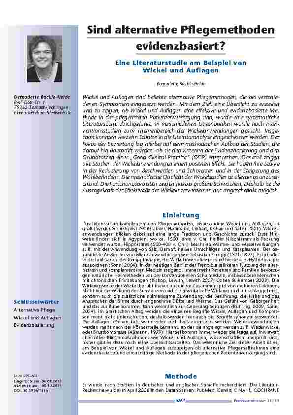 [doc_201182] Sind alternative Pflegemethoden evidenzbasiert? Eine Literaturstudie am Beispiel von Wickel und Auflagen