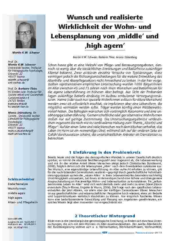 [doc_201169] Wunsch und realisierte Wirklichkeit der Wohnund Lebensplanung von ‚middle’ und ‚high agern’