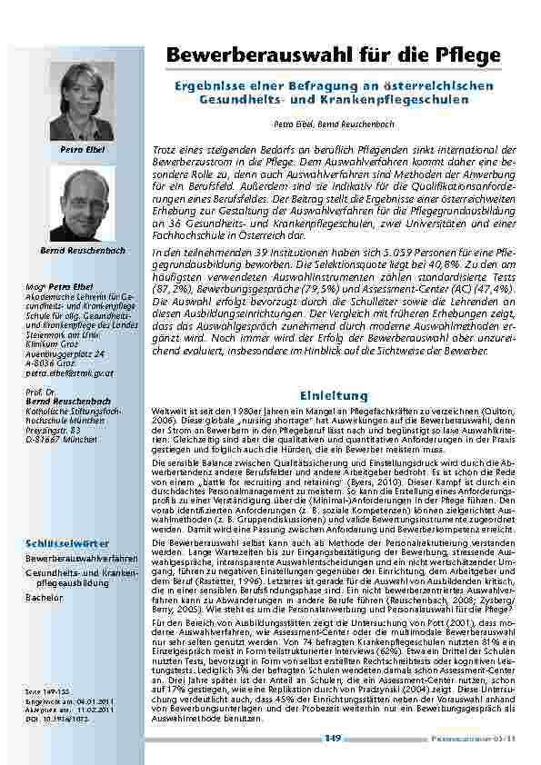 [doc_201136] Bewerberauswahl für die Pflege – Ergebnisse einer Befragung an österreichischen Gesundheitsund Krankenpflegeschulen