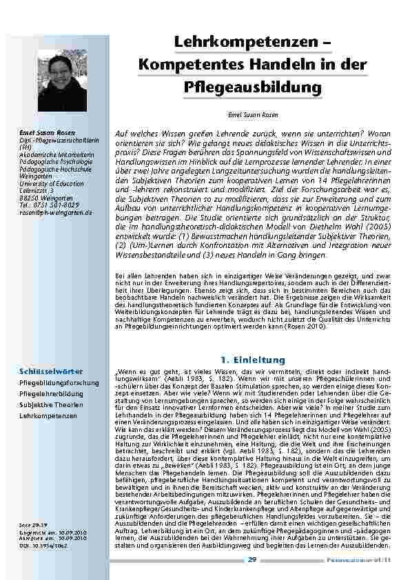 [doc_201121] Lehrkompetenzen – Kompetentes Handeln in der Pflegeausbildung