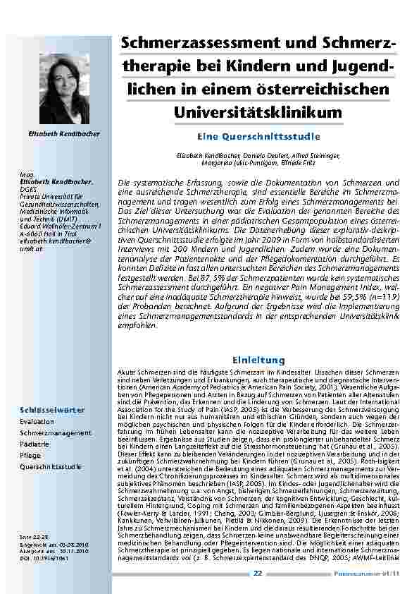 [doc_201120] Schmerzassessment und Schmerztherapie bei Kindern und Jugendlichen in einem österreichischen Universitätsklinikum. Eine Querschnittsstudie
