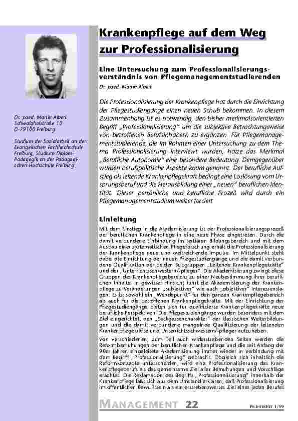 [doc_201107] Krankenpflege auf dem Weg zur Professionalisierung