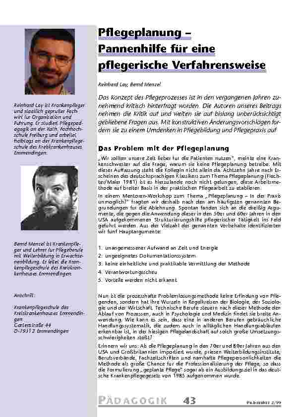 [doc_201100] Pflegeplanung – Pannenhilfe für eine pflegerische Verfahrensweise