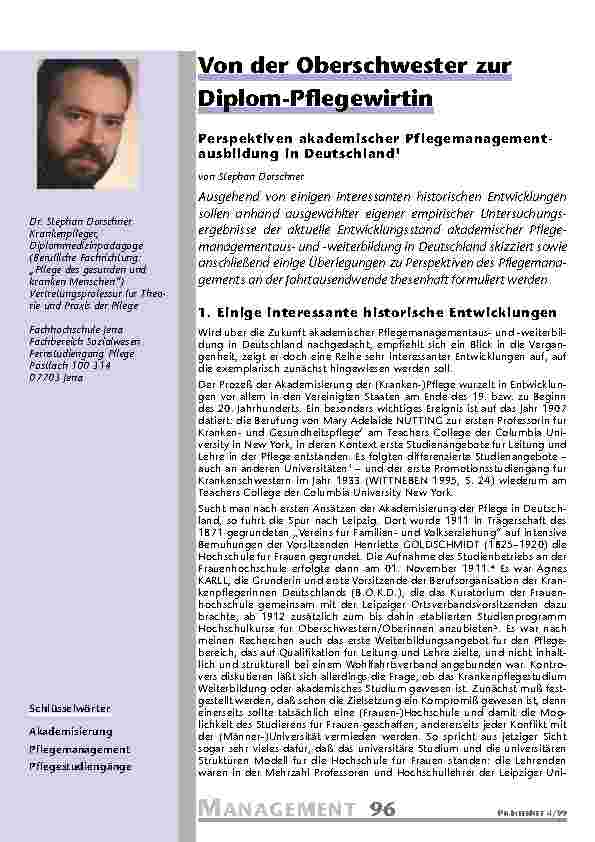 [doc_201079] Von der Oberschwester zur Diplom-Pflegewirtin