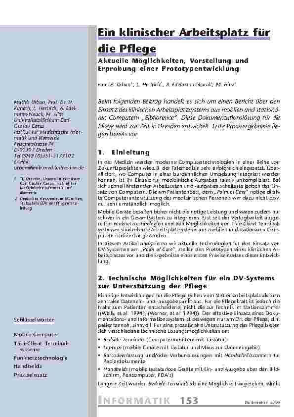 [doc_201057] Ein klinischer Arbeitsplatz für die Pflege