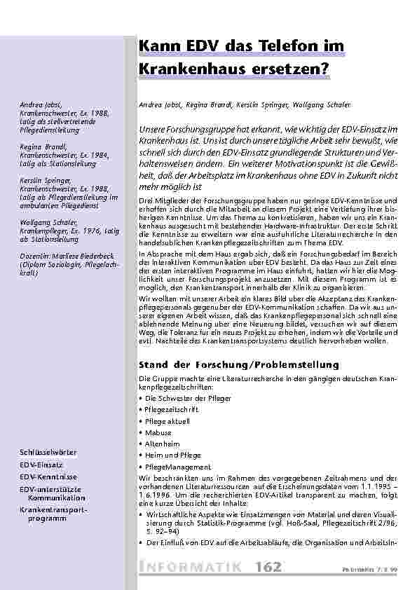 [doc_201051] Kann EDV das Telefon im Krankenhaus ersetzen?