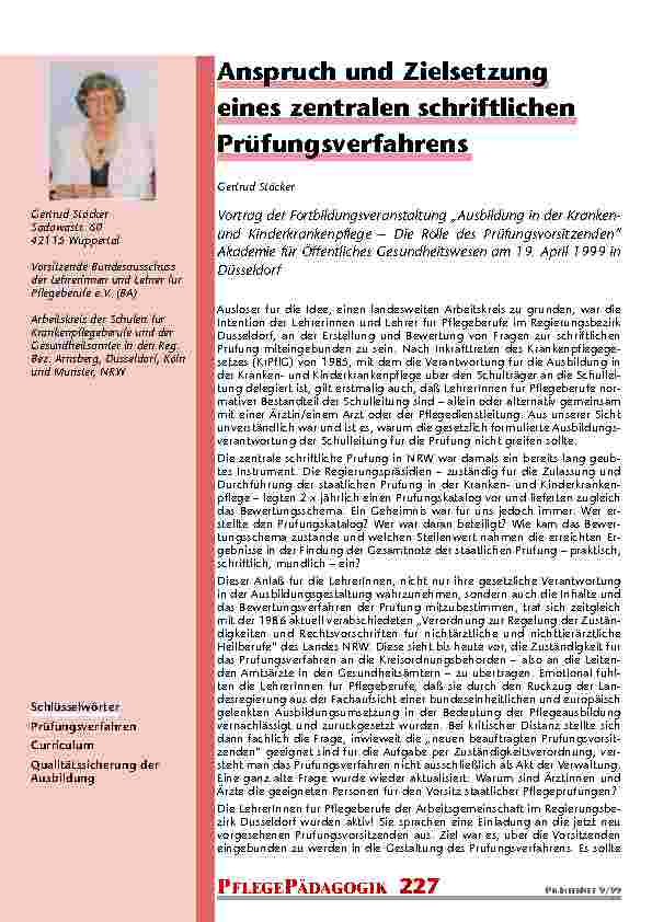 [doc_201045] Anspruch und Zielsetzung eines zentralen schriftlichen Prüfungsverfahrens