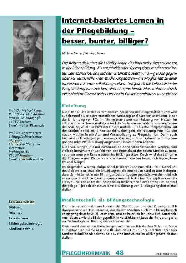 [doc_200998] Internet-basiertes Lernen in der Pflegebildung – besser, bunter, billiger?