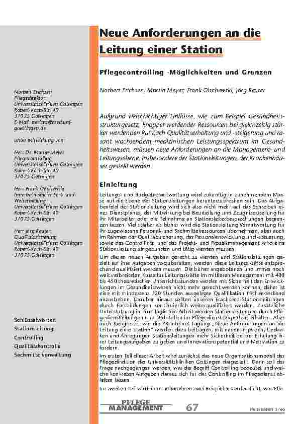 [doc_200997] Neue Anforderungen an die Leitung einer Station