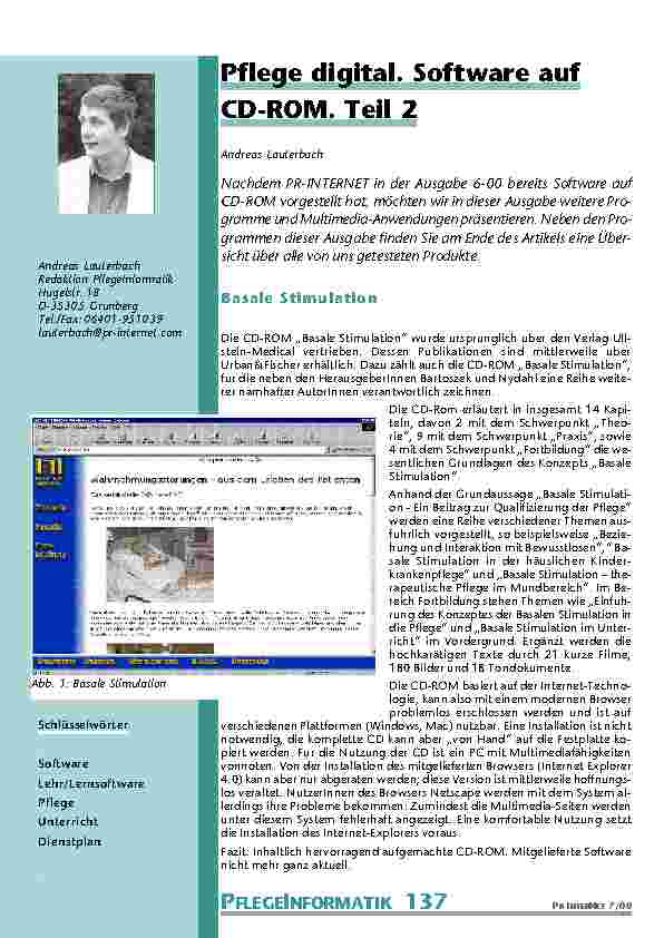 Pflege digital. Software auf CD-ROM. Teil 2