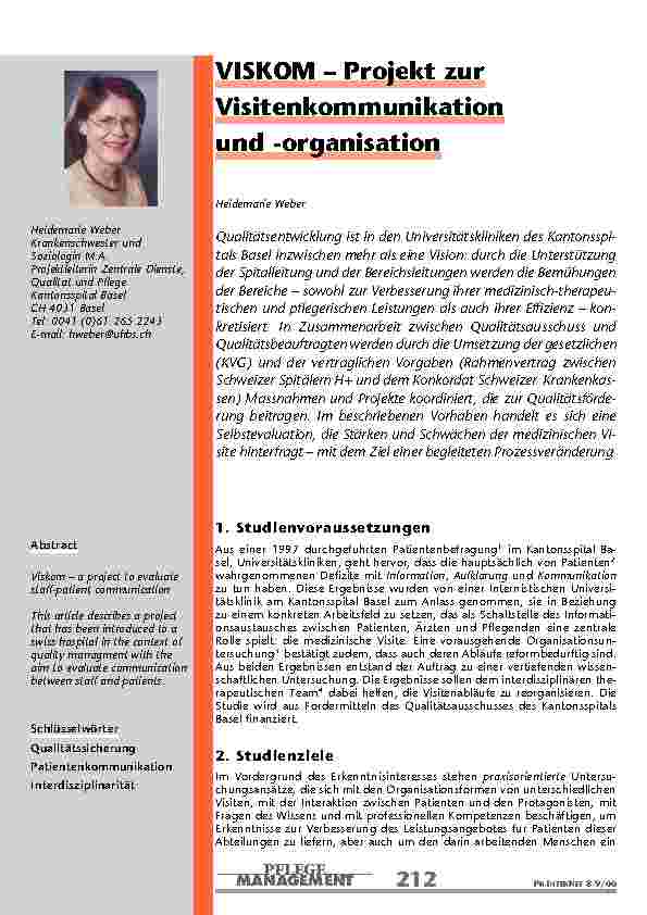 [doc_200967] VISKOM – Projekt zur Visitenkommunikation und -organisation