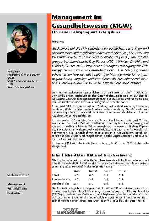 Management im Gesundheitswesen (MGW)