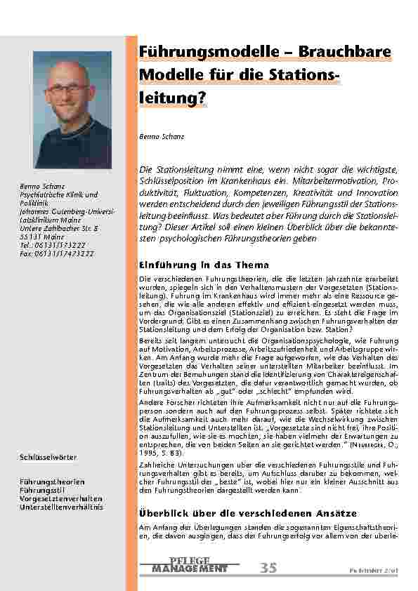 [doc_200935] Führungsmodelle – Brauchbare Modelle für die Stationsleitung?