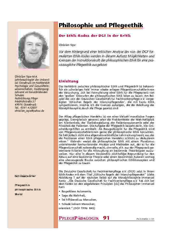 Philosophie und Pflegeethik