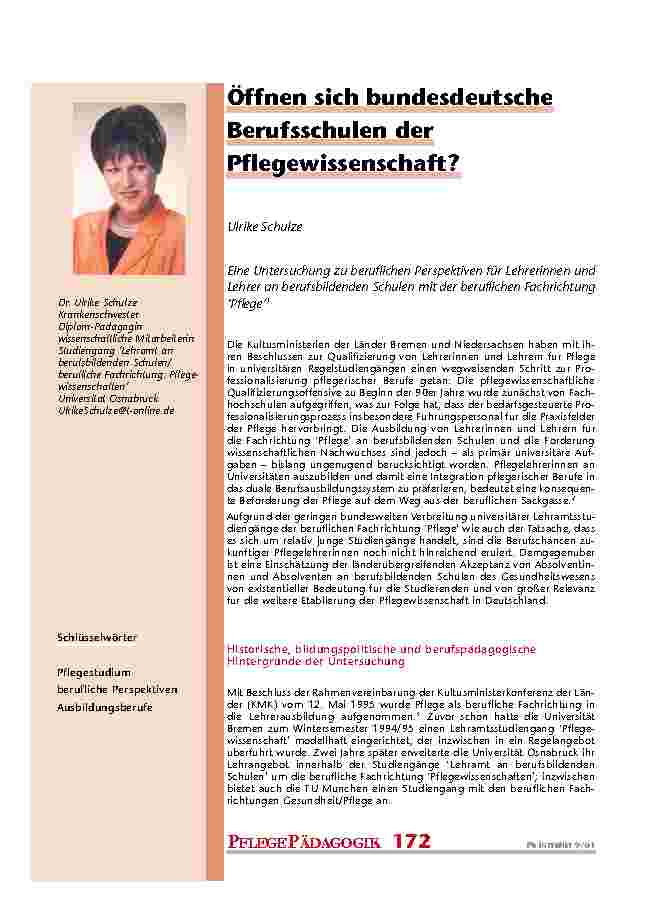 [doc_200890] Öffnen sich bundesdeutsche Berufsschulen der Pflegewissenschaft?