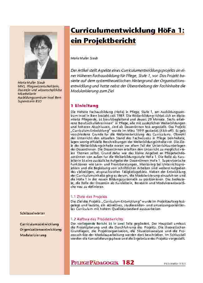 [doc_200889] Curriculumentwicklung HöFa 1: ein Projektbericht