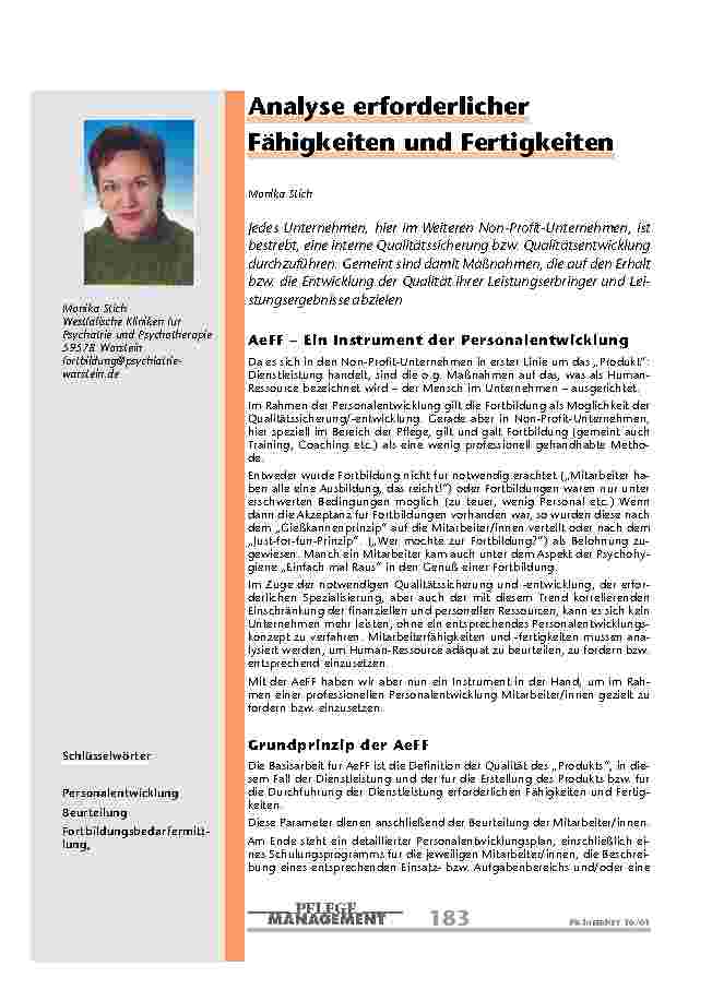Analyse erforderlicher Fähigkeiten und Fertigkeiten
