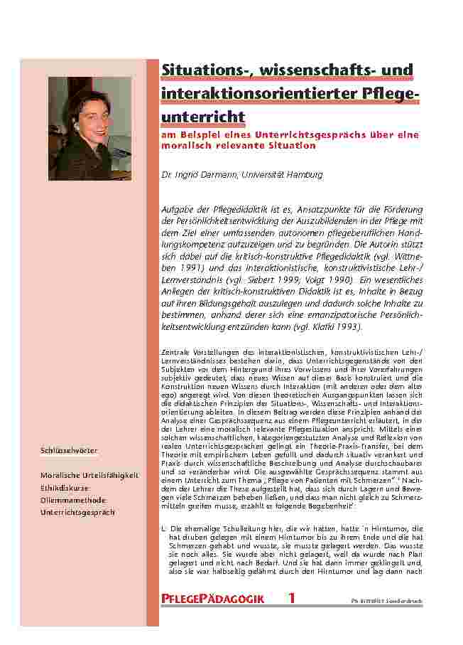 [doc_200862] Situations-, wissenschaftsund interaktionsorientierter Pflegeunterricht