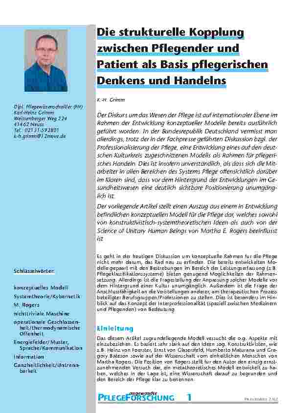 [doc_200848] Die strukturelle Kopplung zwischen Pflegender und Patient als Basis pflegerischen Denkens und Handelns