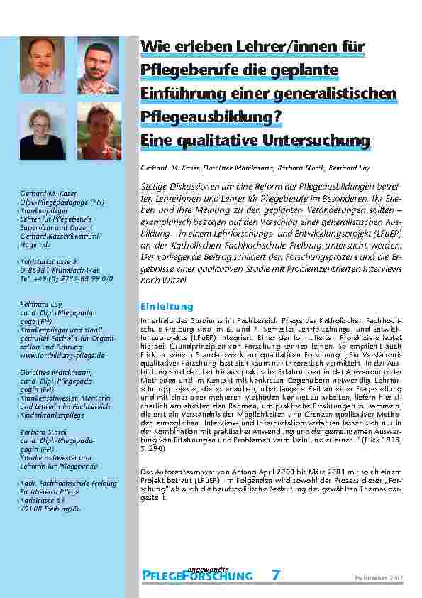 [doc_200846] Wie erleben Lehrer/innen für Pflegeberufe die geplante Einführung einer generalistischen Pflegeausbildung? Eine qualitative Untersuchung