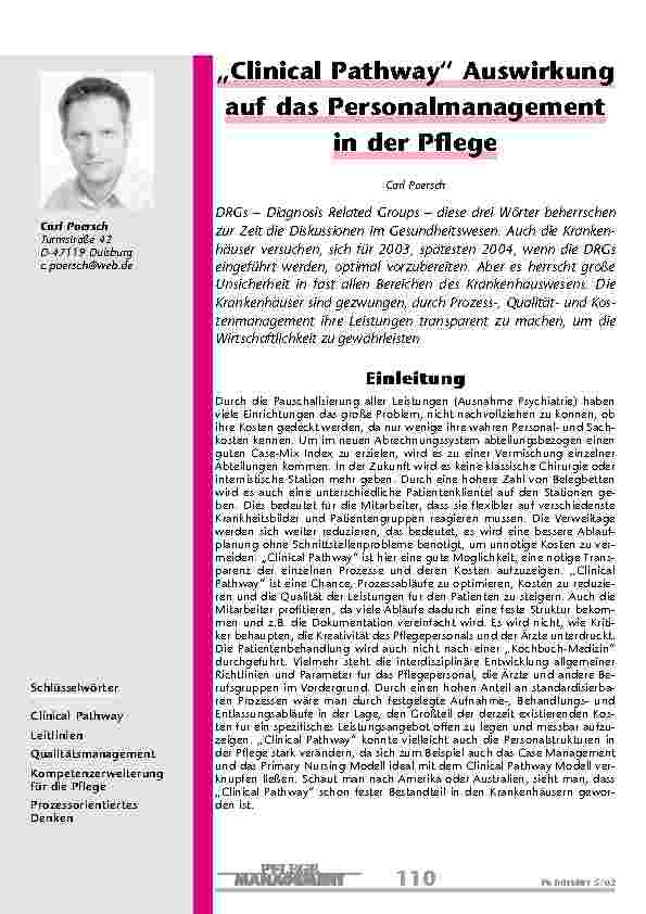 [doc_200832] „Clinical Pathway“ Auswirkung auf das Personalmanagement in der Pflege