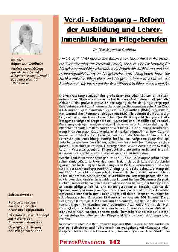 [doc_200818] Ver.di - Fachtagung – Reform der Ausbildung und LehrerInnenbildung in Pflegeberufen