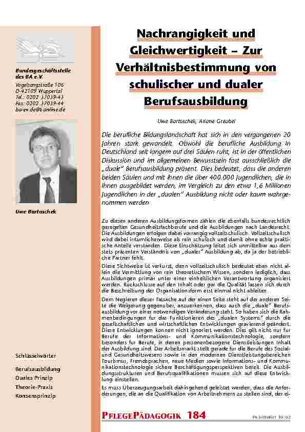 [doc_200806] Nachrangigkeit und Gleichwertigkeit – Zur Verhältnisbestimmung von schulischer und dualer Berufsausbildung
