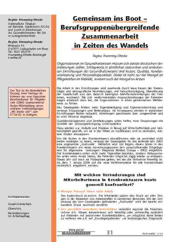 [doc_200756] Gemeinsam ins Boot –BerufsgruppenübergreifendeZusammenarbeitin Zeiten des Wandels