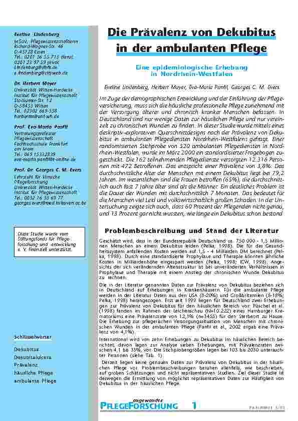 [doc_200752] Die Prävalenz von Dekubitusin der ambulanten Pflege