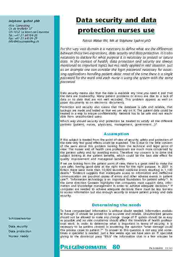 Datensicherheit und Datenschutz in der Pflege