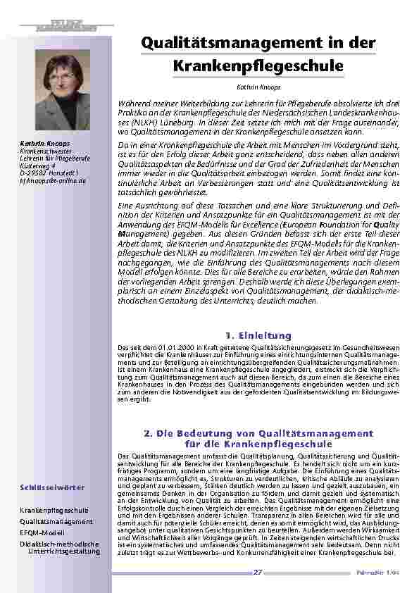 Qualitätsmanagement in derKrankenpflegeschule