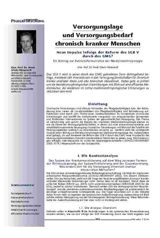 [doc_200641] Versorgungslageund Versorgungsbedarfchronisch kranker Menschen