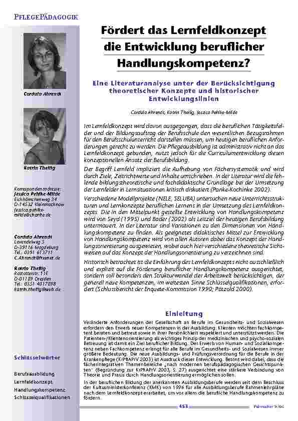 [doc_200634] Fördert das Lernfeldkonzeptdie Entwicklung beruflicherHandlungskompetenz?