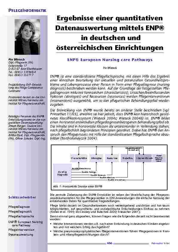 Ergebnisse einer quantitativen Datenauswertung mittels ENP® in deutschen und österreichischen Einrichtungen