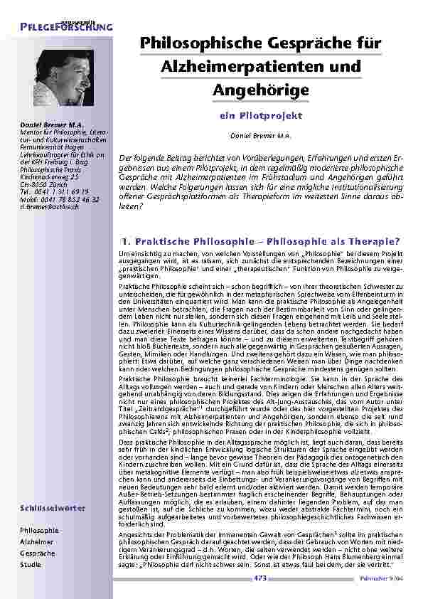 Philosophische Gespräche für Alzheimerpatienten und Angehörige