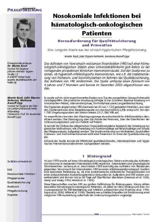 [doc_200621] Nosokomiale Infektionen beihämatologisch-onkologischenPatienten