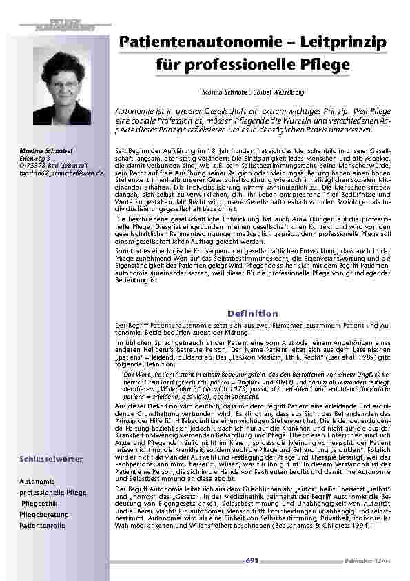 [doc_200601] Patientenautonomie – Leitprinzipfür professionelle Pflege