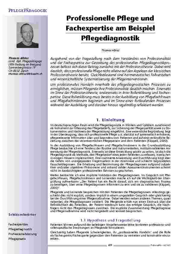 [doc_200591] Professionelle Pflege undFachexpertise am BeispielPflegediagnostik