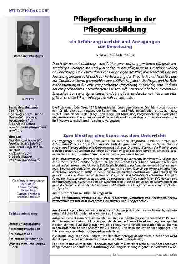 Pflegeforschung in derPflegeausbildung