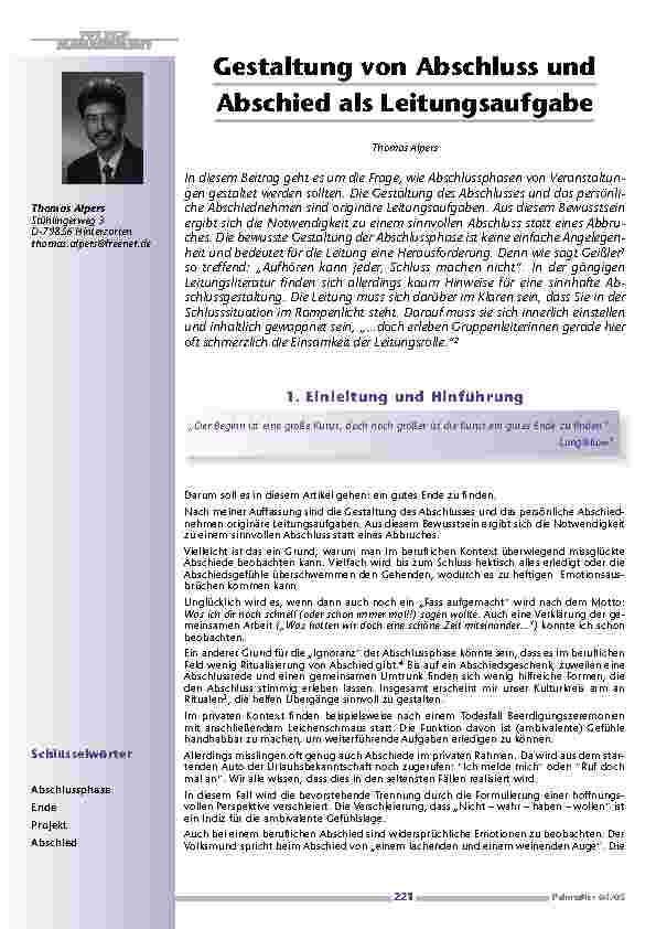 [doc_200571] Gestaltung von Abschluss undAbschied als Leitungsaufgabe