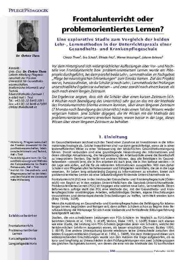 [doc_200558] Frontalunterricht oder problemorientiertes Lernen?