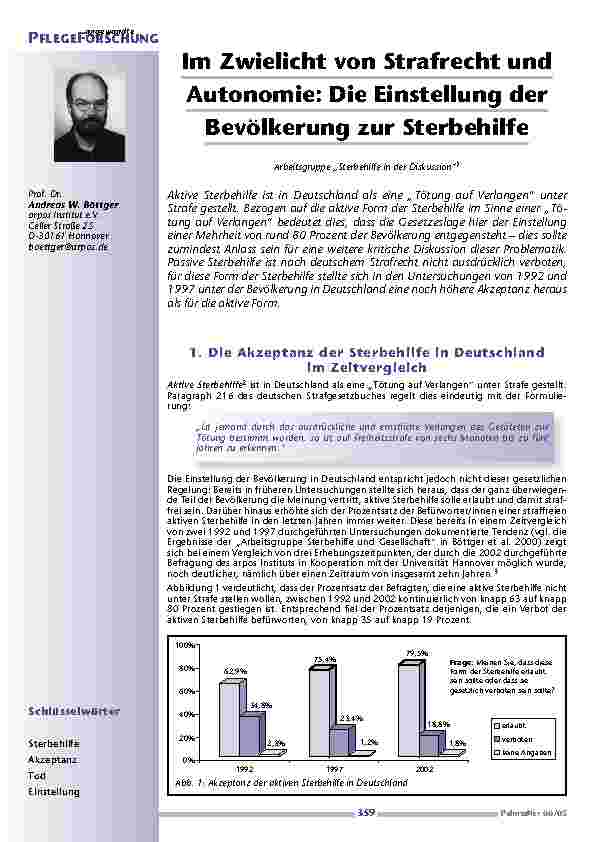 Im Zwielicht von Strafrecht undAutonomie: Die Einstellung derBevölkerung zur Sterbehilfe