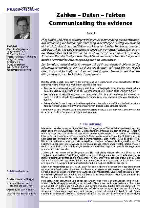 Zahlen – Daten – FaktenCommunicating the evidence