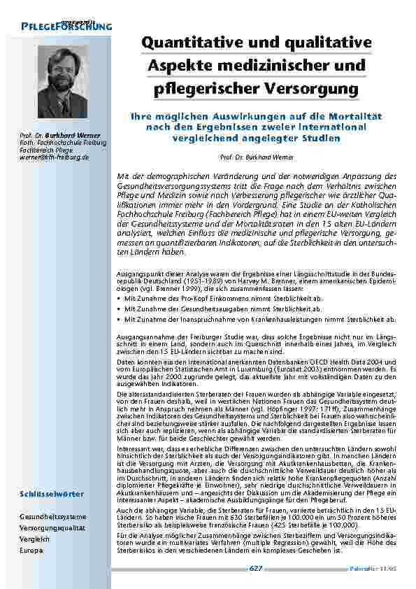 Quantitative und qualitative Aspekte medizinischer und pflegerischer Versorgung