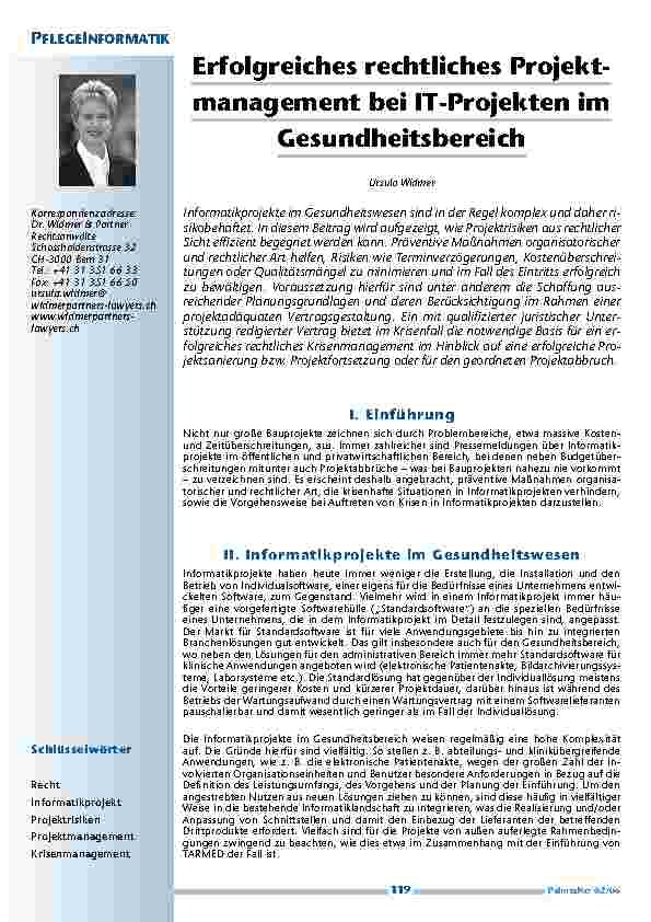 Erfolgreiches rechtliches Projektmanagement bei IT-Projekten im Gesundheitsbereich