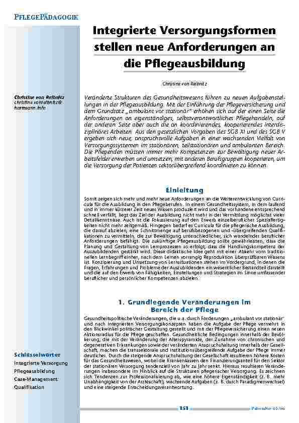 Integrierte Versorgungsformenstellen neue Anforderungen andie Pflegeausbildung