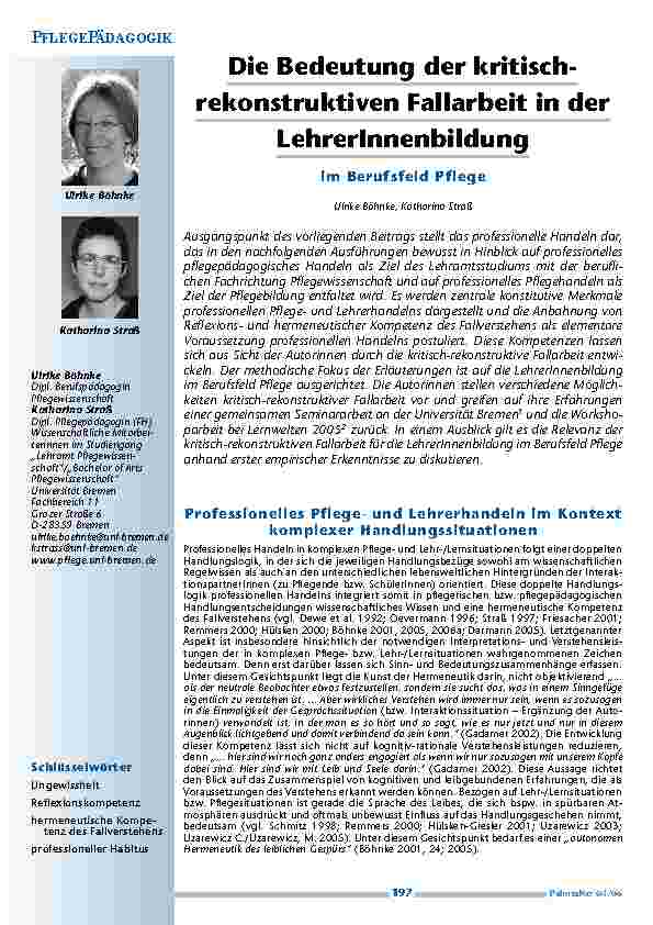 [doc_200486] Die Bedeutung der kritisch-rekonstruktiven Fallarbeit in derLehrerInnenbildung