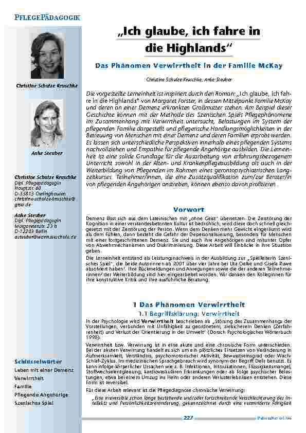 [doc_200482] Ich glaube, ich fahre in die Highlands - Das Phänomen Verwirrtheit in der Familie McKay