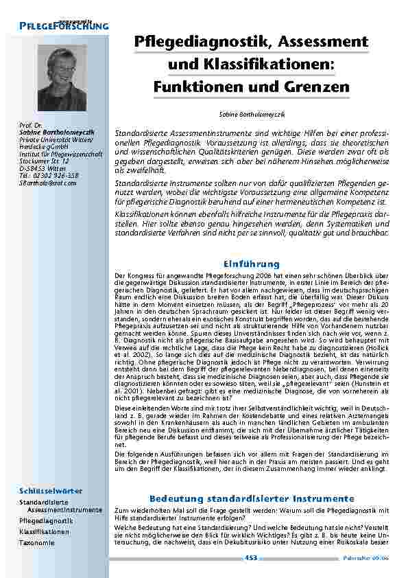 Pflegediagnostik, Assessmentund Klassifikationen:Funktionen und Grenzen